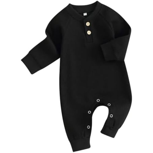 Kuriozud Newborn Infant Unisex Baby Boy Girl Clothes Button Romper Jumpsuit Basic One Piece Outfits