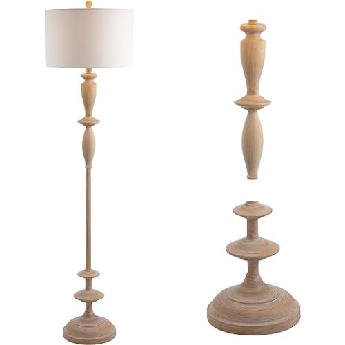JONATHAN Y JYL3061A Aldrin 63.5" Resin LED Floor Lamp, Traditional, Transitional, Office, Living Room, Family Room, Dining Room, Bedroom, Hallway, Foyer, Brown Wood Finish