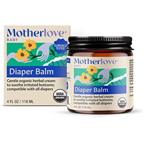 Motherlove Diaper Balm (4 oz) Organic Herbal Diaper Rash Cream—Cloth Diaper Safe, Zinc Oxide- & Petroleum-Free