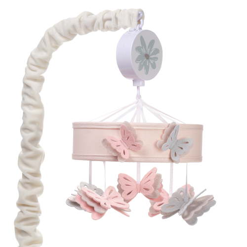 Lambs & Ivy Pink Butterfly Musical Crib Mobile Soother Toy for Girls