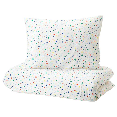 MÖJLIGHET Duvet cover and pillowcase(s) - white/mosaic patterned Twin