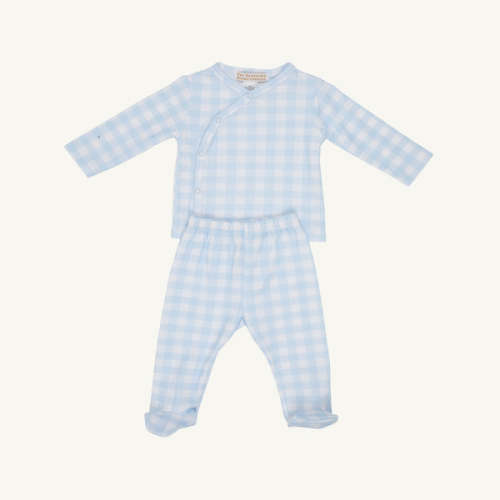 Cameron Cross-Front Set - Blue Gingham (0-3 Months)