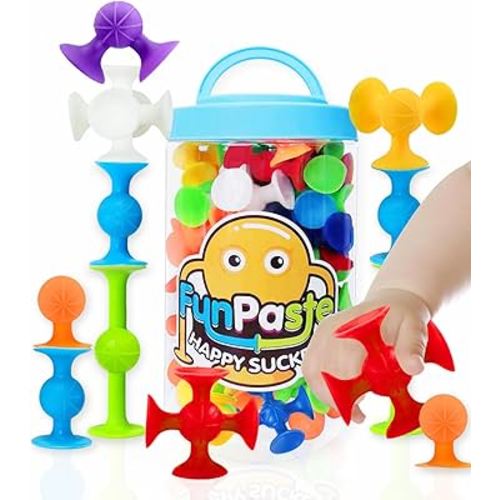 Suction Bath Toys for Baby, 24 Piece Starter Set Suction Cup Toys Preschool Sensory Fidget Toys for Toddlers 1-3 4-8 | No Hole Bath Toy | BPA Free Bath Toys (Large Size)