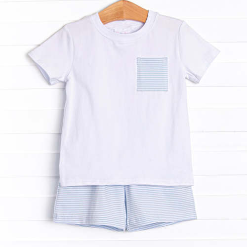 Evan Short Set, Sky Blue Stripe
–
Stitchy Fish