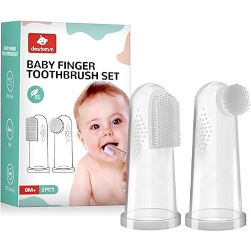 dearlomum Baby Finger Toothbrush for Training Teething, Newborns Toddler Silicone Baby Toothbrush,Baby Oral Cleaner Massager,2PCS
