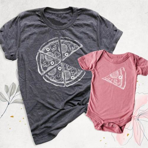 Daddy and Me Funny Shirts, Dad Baby Matching Shirts, Pizza and Pizza Slice Tshirt, Fathers Day Dada Mini Outfit, Dad Son Shirt, Dad Girl Tee