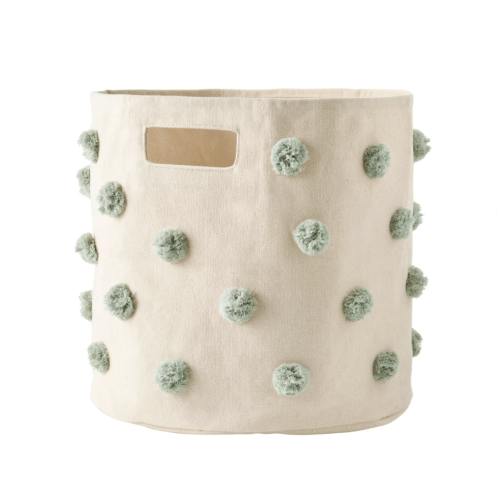 Pom Pom Basket - Bin 13"D x 12"H in Sea