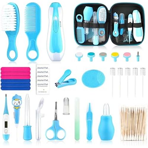 Baby Healthcare and Grooming Kit, Electric Safety Nail Trimmer Baby Nursery Set Newborn Nursery Health Care Set with Hair Brush Comb for Infant Toddlers Boys Girls Kids
