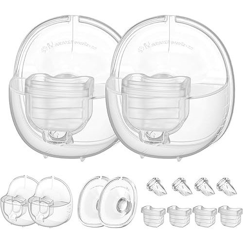 Wearable Breast Pump Parts Compatible with MomMed S21 S18 Wearable Breast Pump, Include Duckbill Valves, Silicone Diaphragm, 24mm Flange, Milk Collector Cup, 2 Sets