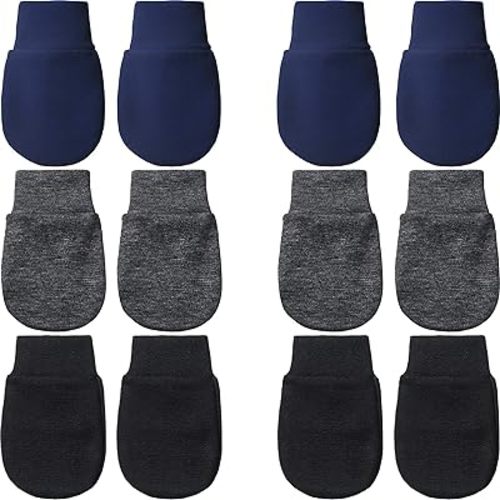 6 Pairs Newborn Baby Mittens No Scratch Gloves Infant Toddler Anti Scratch Essentials Unisex Cotton for 3-9 Months Girls Boys