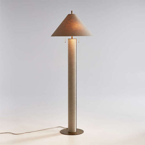 Remi Natural Linen Floor Lamp 65"