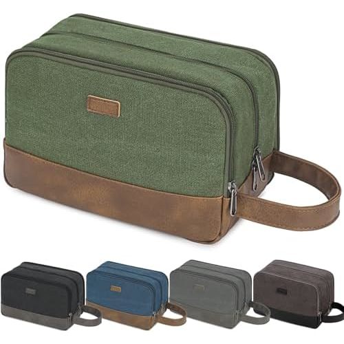 WANDF Travel Toiletry Bag for Men Large Toiletries Shaving Bag Water Resistant Hanging Dopp Kit Travel Accessories Bag for Women Men (Green)