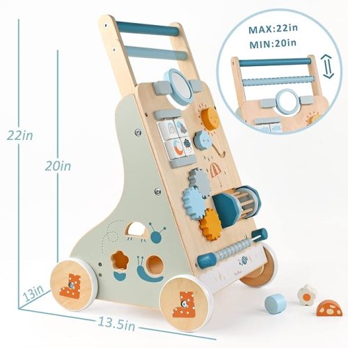 PairPear Wooden Baby Walker, Toddler Push Walker Activity Center Toys with Shape Sorter Gift for Boys Girls 1 2 3 Year Old - baby walker