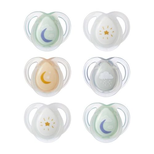 Tommee Tippee Night Pacifier 0-6 Months - Pink Skies - 6pk