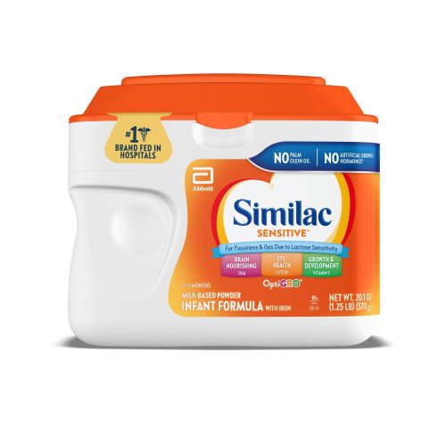Similac Baby Formula Sensitive Powder 20.1 oz Tub with DHA Lutein for Brain Eye Development
