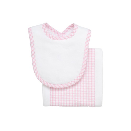 Big Check Drooler Bib & Burp Set