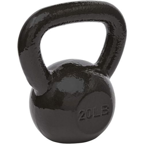Amazon Basics Cast Iron Kettlebell for Strength Training, Textured Wide Handle, Black