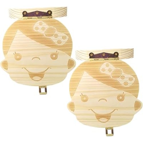 Tooth Keepsake Box for Girls,Tooth Fairy Holder Box for Kids,Baby Shower and Birthday Gift - 2 Pack