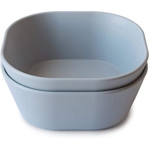 mushie Square Dinnerware Bowls for Kids | Made in Denmark, Set of 2 (Cloud)