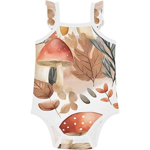 Qilmy Cute Mushroom Baby Girls' Bodysuits, Cotton Baby Bodysuits for Boys Girls