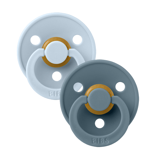 BIBS Colour 2 Pack - Baby Blue/Petrol | Latex Pacifiers | Anatomical