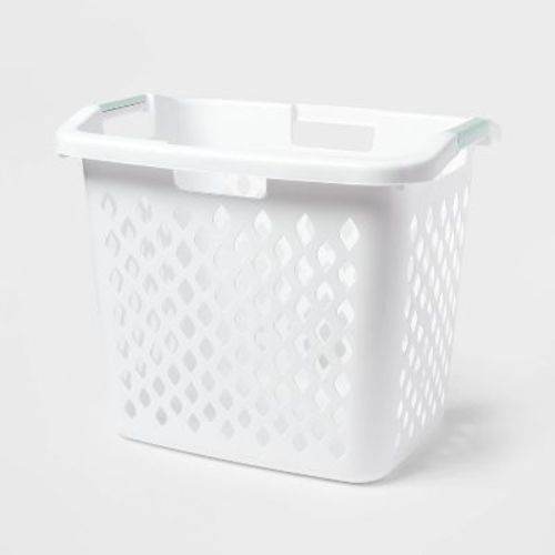 2.1bu Lamper White - Brightroom™: Plastic Clothes Hamper With Built-in Handles, Open-top, 19.55 Volume Capacity
