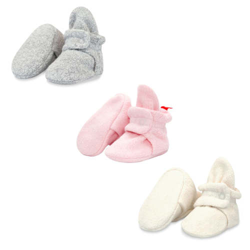 3M Cozie Fleece Baby Bootie 3 Pack - Heather Gray/Baby Pink/Cream – Zutano