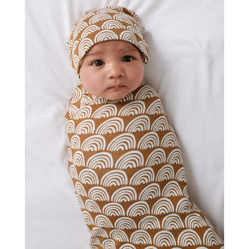 Rust Rainbows Swaddle & Beanie Set | Little Sleepies