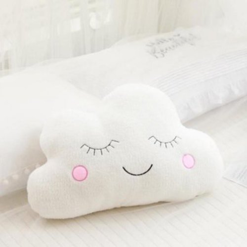 New Stuffed Cloud Moon Star Raindrop Plush Pillow Soft Cushion Toys for Children Baby Kids Girl Christmas Gift Room Car Decor (white cloud)