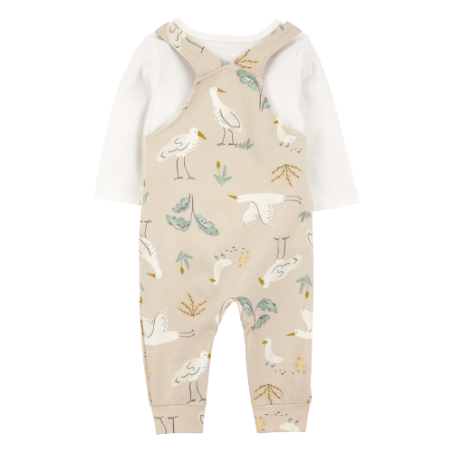 Baby 2-Piece Bird Print Long-Sleeve Tee & Overall Set