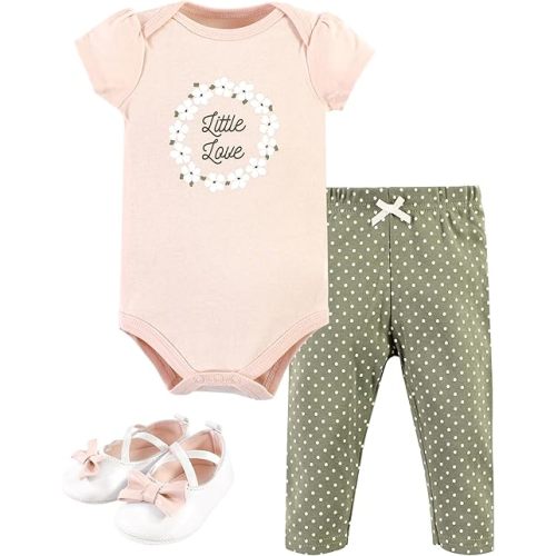 6-9 month Hudson Baby Baby Cotton Bodysuit, Pant and Shoe Set