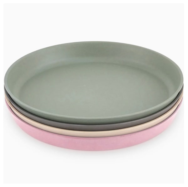 Bamboo Plates (Set of 4) - Matte Dark Gray/Green/Off White/Pink