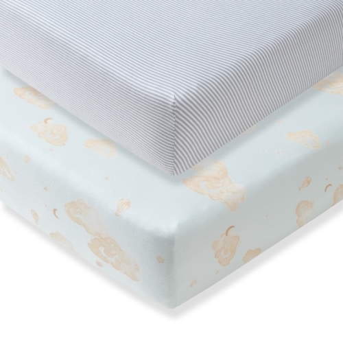 Good Night Sky Organic Cotton Crib Sheets Ice Flow