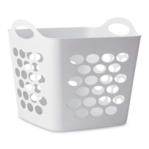 Mainstays Flexible Square Dot Laundry Basket, White