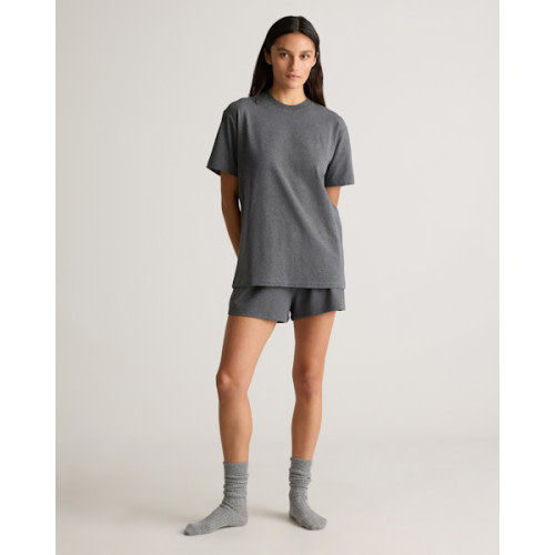 Dream Lounge Oversized Short Sleeve Pajama Set in Light Heather Grey