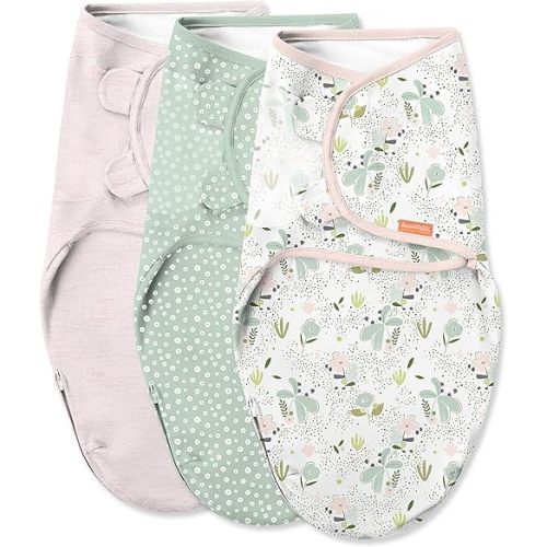 SwaddleMe by Ingenuity Original Swaddle with Easy-Change, 100% Cotton, Improves Sleep & Calms Startle Reflex, 0-3 Months, 3-Pack - Peekaboo Panda