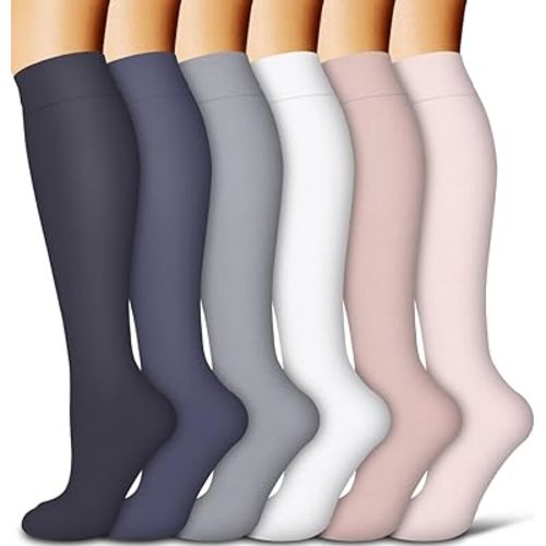 COOLOVER Copper Compression Socks for Women and Men(6 Pairs)-Best Support for Running, Athletic, Travel