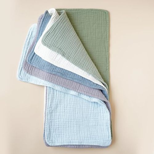 Konssy Muslin Baby Burp Cloths Sets for Unisex- 6 Pack Large 100% Cotton Burping Clothes for Newborn,Baby Girls and Boys