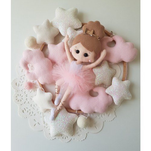 Baby mobile ballet dancer girl * Nursery mobile fairy crib mobile girl * Ballerina * Hanging mobile clouds * nursery decor baby shower