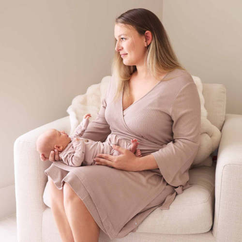 Mocha Waffle Bamboo Knit Maternity Robe