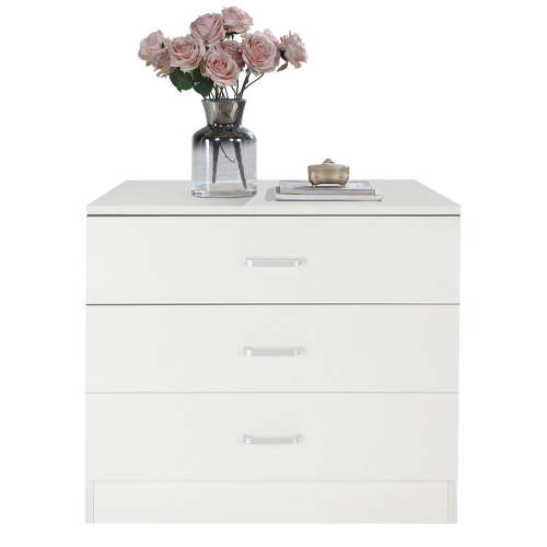 PAPROOS 3 Drawer Dresser, Bedroom Chest of Drawers, Wood Dresser Organizer Cabinet, Modern Small Dresser Storage Cabinet, Easy Assembly, White