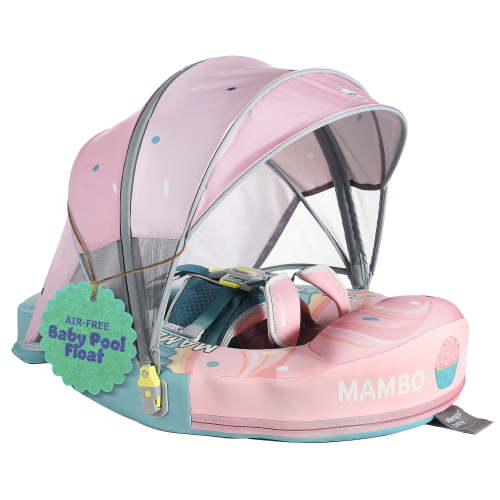 Mambobaby Baby Pool Float with 3D Canopy- Pink