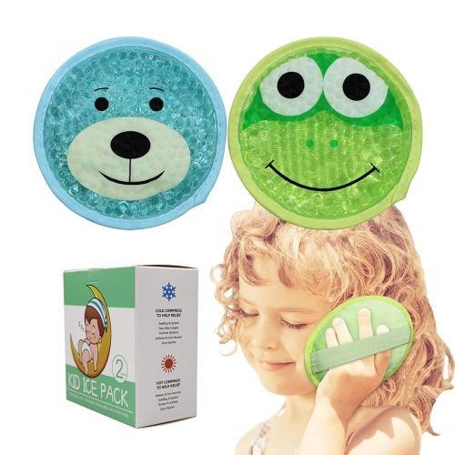 Large Kids Boo Boo Ice Pack,2 Packs Cute Heat Cold Gel Beads Packs for Kid's Fever,Pain Relief,Wisdom Teeth,First Aid and Neck, Head, Arms, Legs Injuries.