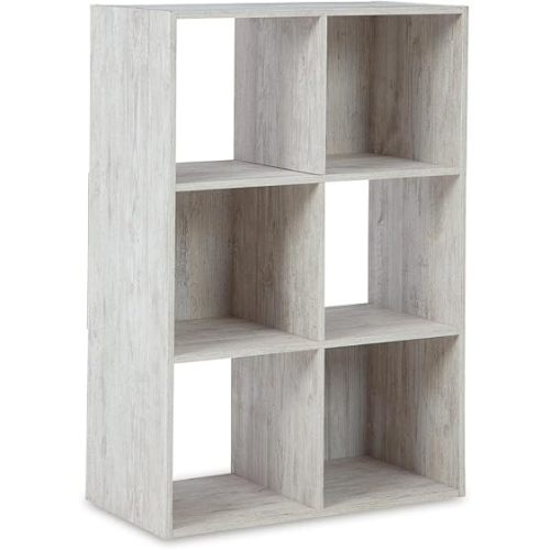 Signature Design by Ashley Paxberry Coastal 6 Cube Storage Organizer or Bookcase, Whitewash