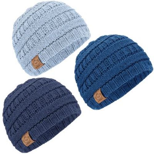 KeaBabies 3pk Warmzy Baby Beanies, 0-36 months Baby Hats, Baby Winter Hat for Newborn, Infant, Toddlers, Boys, Girls (Cobalt)
