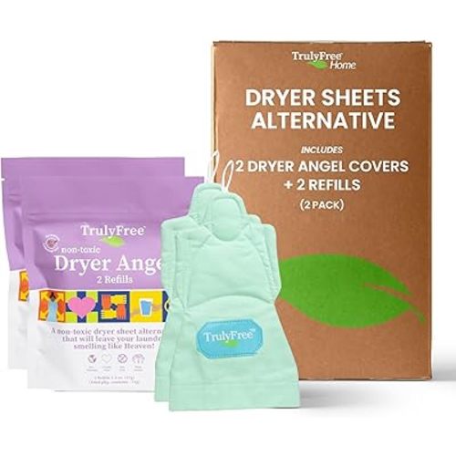 Dryer Angel - Natural Dryer Sheet Alternative, Non-Toxic Reusable Fabric Softener Sheets and Scent Booster, Safe for Babies and Sensitive Skin, Laundry Room Essentials - Pack of 2