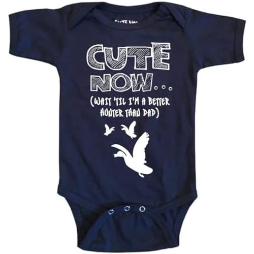 Cute Now... Wait 'Til I'm a Better Hunter Than Dad Baby Infant Duck Hunting Bodysuit Short Sleeve Cotton