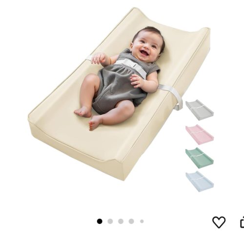 Vegan Leather Waterproof Baby Changing Pad - Wipeable, Extra Thick & Portable & Non-Slip Diaper Mat for Dresser, Crib, Travel | Soft & Safe (White)