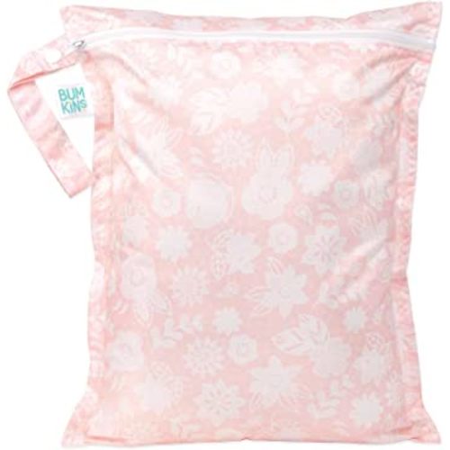 Bumkins Waterproof Wet Bag for Baby, Travel, Swim Suit, Cloth Diapers, Pump Parts, Pool, Gym Clothes, Toiletry, Strap to Stroller, Daycare, Zipper Reusable Bag, Wetdry Packing Pouch, Lace Pink