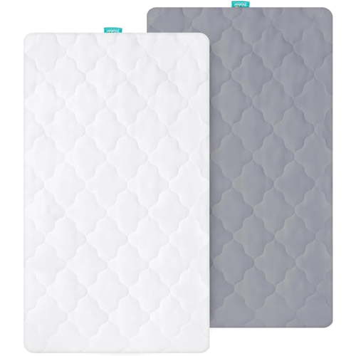 Bassinet Mattress Pad Cover, Fits 18” x 36” Standard Cradle Bassinet Mattress, 2 Pack, Waterproof Ultra Soft, White and Grey